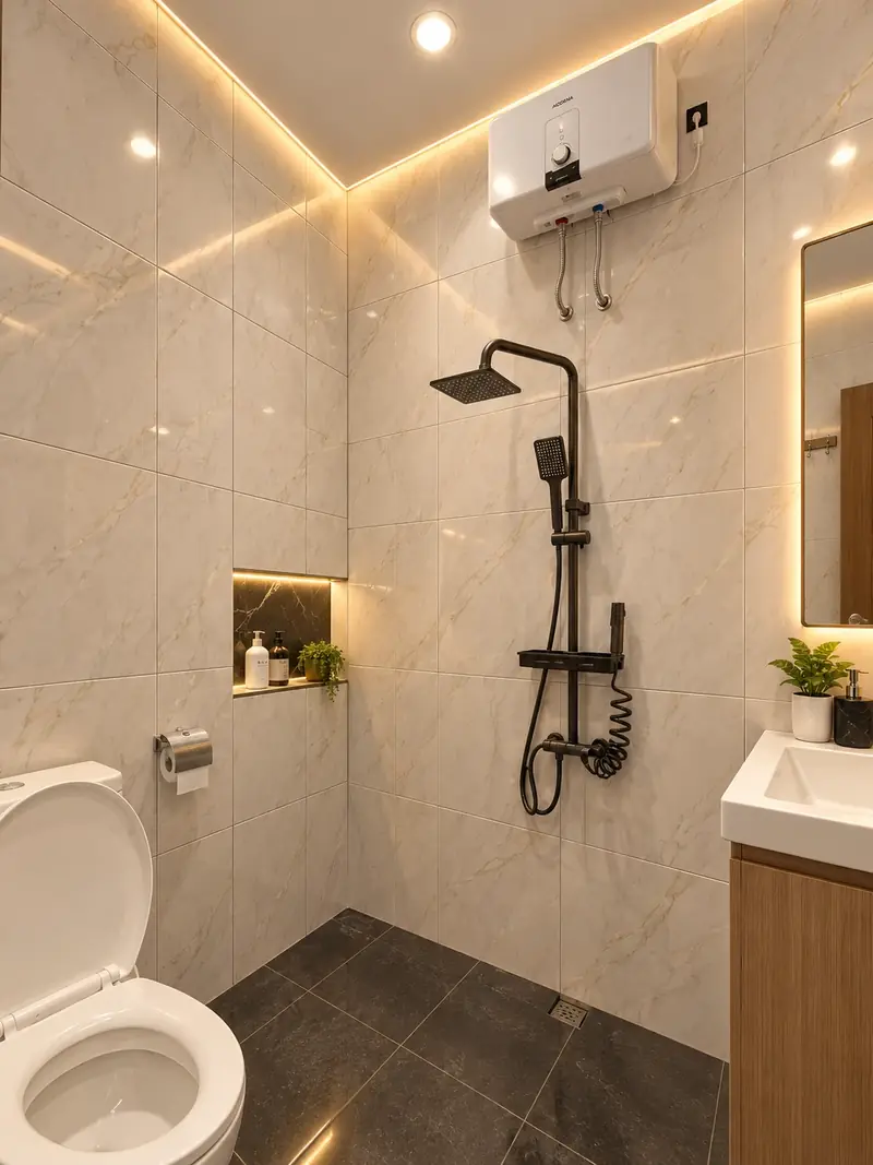 Kamar mandi dengan closet duduk